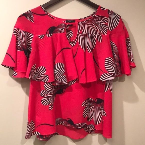 ANN TAYLOR Floral Flutter Sleeve Blouse - Picture 7 of 8